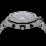 Standard Numerals Silver Chronograph Iced Out Moissanite Diamond Watch Crown View