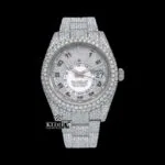 Standard Numerals White Dial Bust Down Moissanite Diamond Watch