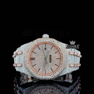 Stick Markers Two-Tone Rose Gold Iced Out Moissanite Diamond Watch