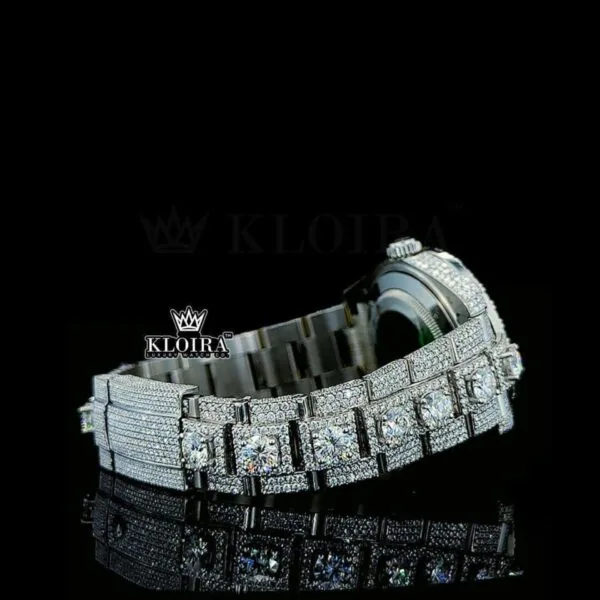 Stick Markers White Dial Diamond Link Strap Iced Out Moissanite Watch Bracelet View
