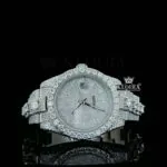 Stick Markers White Dial Diamond Link Strap Iced Out Moissanite Watch