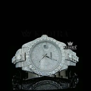 Stick Markers White Dial Diamond Link Strap Iced Out Moissanite Watch