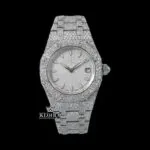 Stick Markers White Dial Fully Iced Out Moissanite Diamond Watch