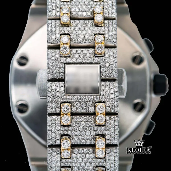 Two Tone AP Moissanite Diamond Watch VVS 22 Carat 42mm Men Closeup Back