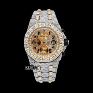 Two Tone Yellow Gold Chronograph AP Moissanite Diamond Watch