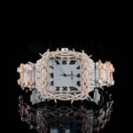 Thorn Bezel Roman Dial Two Tone Rose Gold Moissanite Watch