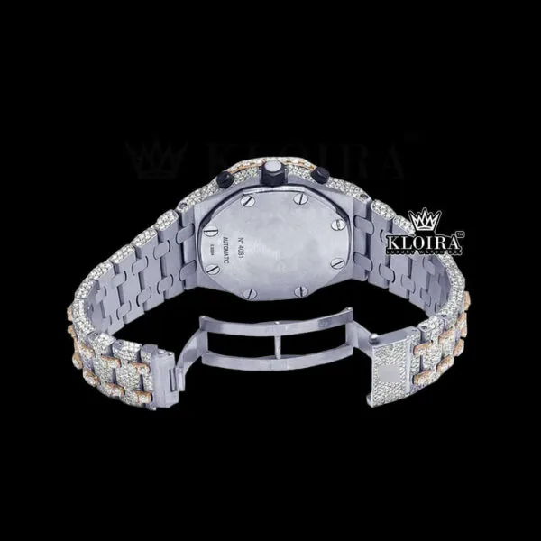 Two-Tone AP Chronograph Iced Out Moissanite Diamond Watch Caseback View