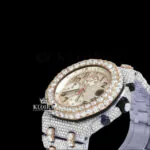 Two-Tone AP Chronograph Iced Out Moissanite Diamond Watch Close Up Dial View