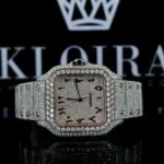 Two Tone Arabic Numerals Rose Gold Dial Moissanite Diamond Watch