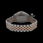 Two Tone Diamond Link Strap Pink Dial Iced Out Moissanite Watch Caseback View