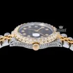 Two Tone Iced Out Brown Dial Diamond Markers Moissanite Watch Crown View