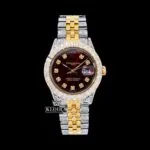 Two Tone Iced Out Brown Dial Diamond Markers Moissanite Watch