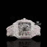 Two Tone Pink Skeleton Dial Fully Iced Moissanite Diamond Watch