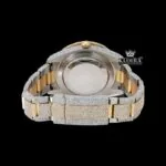 Two Tone Red Dial Roman Numerals Fully Iced Out Moissanite Diamond Watch Caseback View