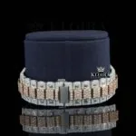 Two Tone Roman Numerals Rose Gold Moissanite Diamond Watch Bracelet View
