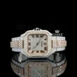 Two Tone Roman Numerals Yellow White Dial Moissanite Diamond Watch Front View