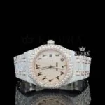 Two Tone Rose Gold Arabic Dial Iced Out Moissanite Diamond Watch