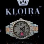 Two Tone Rose Gold Dial Arabic Numerals Moissanite Watch