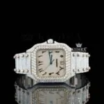 Two Tone Rose Gold Dial Arabic Numerals Moissanite Diamond Watch