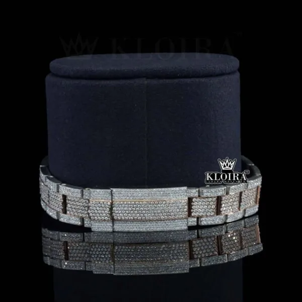 Two Tone Rose Gold Dial Diamond Bezel Fully Iced Out Moissanite Watch Bracelet View