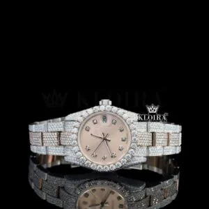 Two Tone Rose Gold Dial Diamond Bezel Fully Iced Out Moissanite Watch
