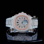 Two Tone Rose Gold Dial Fully Iced Out Moissanite Diamond Watch