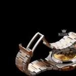 Two Tone Rose Gold Dial Stick Markers Subdial Iced Out Moissanite Watch Bracelet View