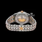 Two Tone Rose Gold Moissanite Diamond Watch Fully Iced Out Caseback View