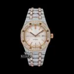 Two Tone Rose Gold Moissanite Diamond Watch Fully Iced Out
