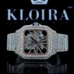 Two Tone Rose Gold Skeleton Dial Fully Iced Out Moissanite Watch