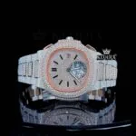 Two-Tone Rose Gold Stick Markers Chrono Moissanite Diamond Watch