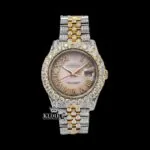 Two Tone Rose Gold Yellow Roman Numerals Moissanite Diamond Watch