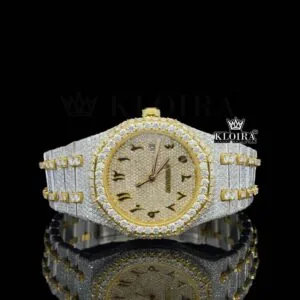 Two Tone Yellow Dial Arabic Numerals Lab Grown Diamond Watch