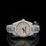 Two Tone Yellow Dial Diamond Markers Full Iced Out Moissanite Watch