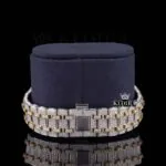 Two Tone Yellow Gold Dial Iced Out Moissanite Diamond Bracelet View