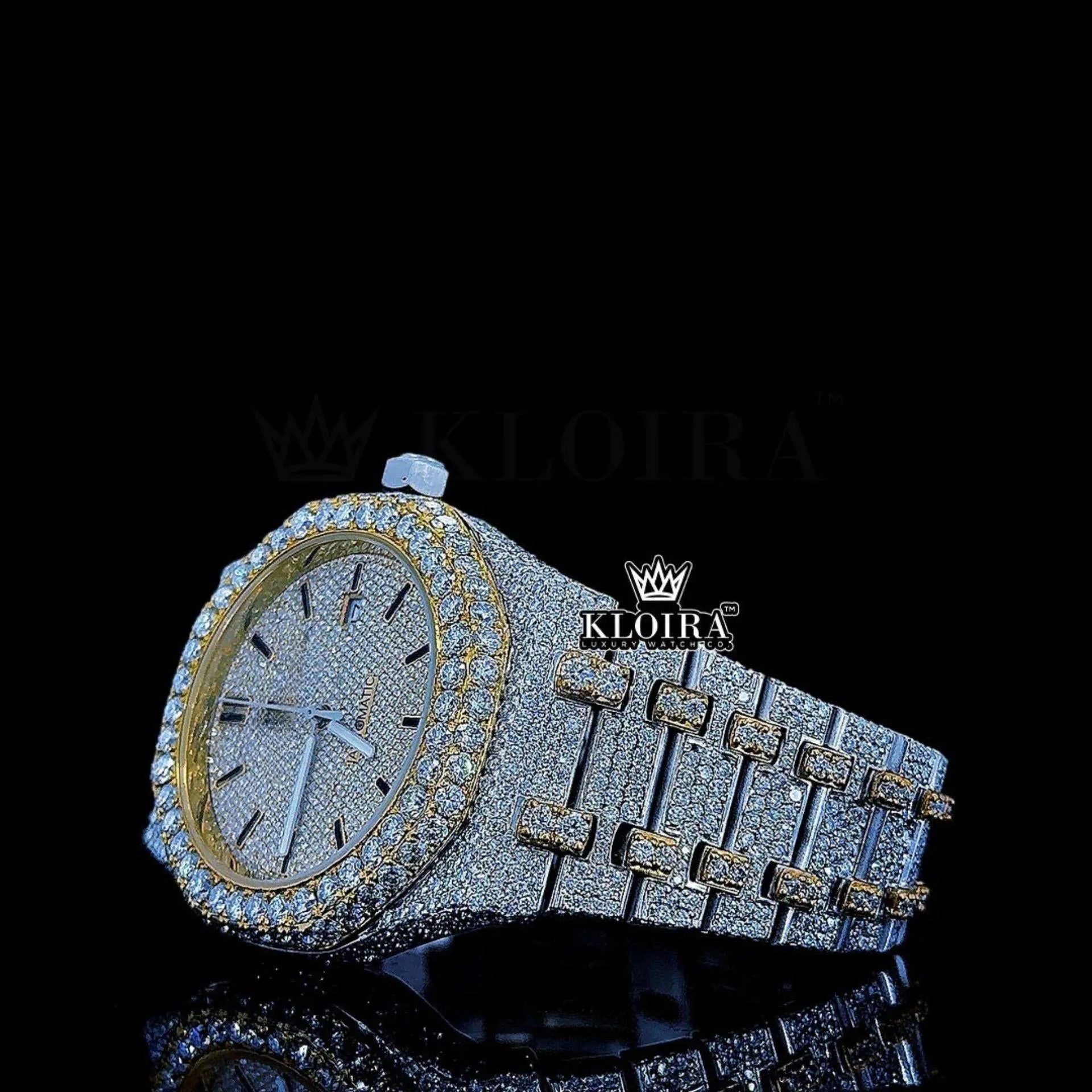 Men's Iced Out Moissanite Watch | 14K Gold 29ct VVS1