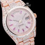 VVS Clarity Moissanite Rolex Watch Close Up Dial View