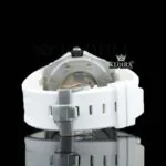 White Dial AP Black Stick Markers Semi Iced Out Moissanite Watch Back View