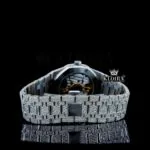 White Dial Black Stick Markers AP Fully Iced Out Moissanite Watch Caseback View