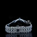 White Dial Blue Arabic Numerals Fully Iced Out Natural Diamond Watch Caseback View