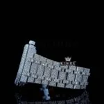 White Dial Blue Arabic Numerals Fully Iced Out Natural Diamond Watch Left Side Bracelet View