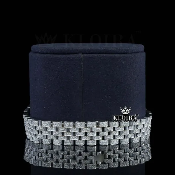White Dial Diamond Markers Date Display Fully Iced Out Moissanite Watch Bracelet View