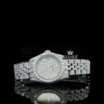 White Dial Diamond Markers Date Display Fully Iced Out Moissanite Watch Front View