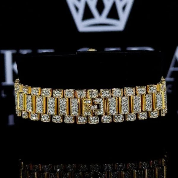 White Dial Diamond Markers Fully Iced Out Moissanite Diamond Watch Bracelet View