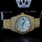 White Dial Diamond Markers Fully Iced Out Moissanite Diamond Watch