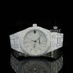 White Dial Diamond Markers Fully Iced Out Moissanite Watch