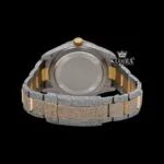White Dial Dual Time Two Tone Moissanite Diamond Watch Caseback View