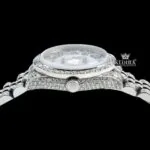 White Dial Roman Numeral Fully Iced Out Moissanite Diamond Watch Crown View
