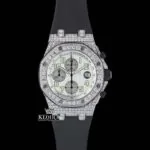 White Dial Standard Numerals Chronograph Semi Iced Moissanite Diamond Watch
