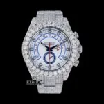 White Dial Standard Numerals Fully Iced Out Moissanite Watch